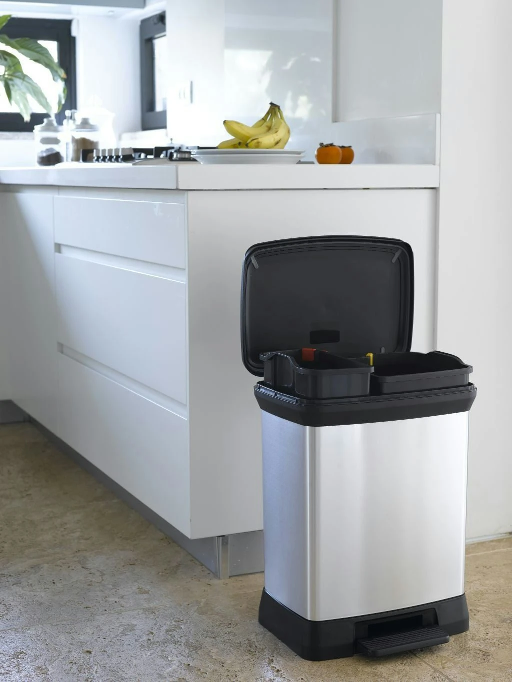 Curver Decobin Duo Pedaalemmer Rechthoekig 10 Liter + 18 Liter + Binnenemmers Zilver Metallic - Afbeelding 2