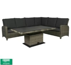 Qopps Aruba Loungehoek Licht Grijs Met In Hoogte Verstelbare Tuintafel