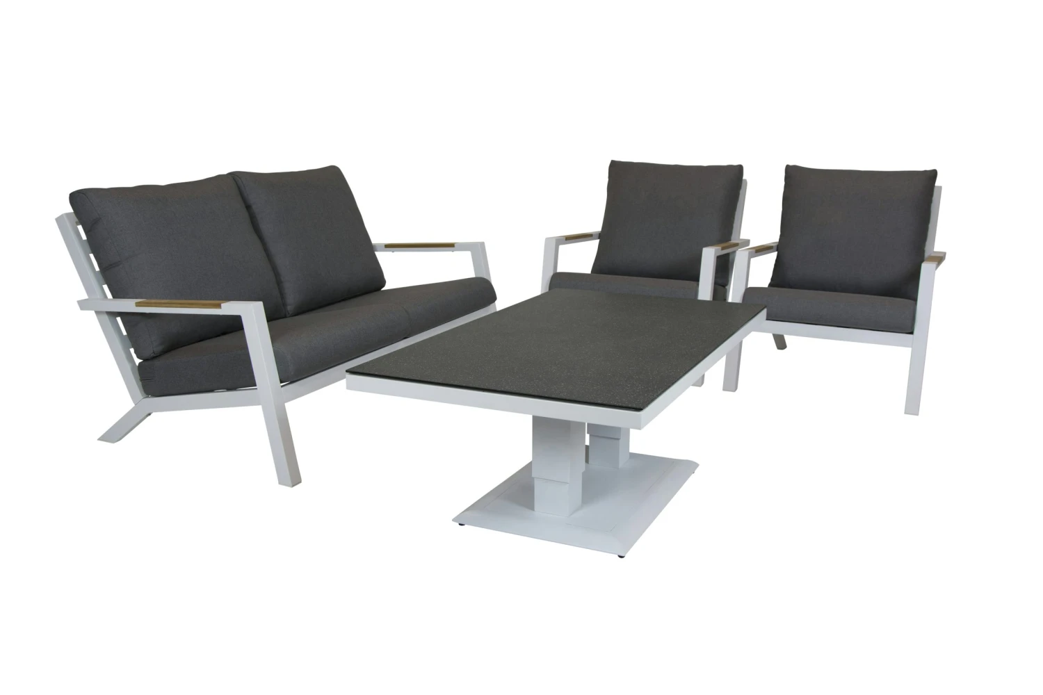 Qopps Loungeset 2 Zits Bank Met 2 Lounge Tuinstoelen En Hoogte Verstelbare Koffie Tafel