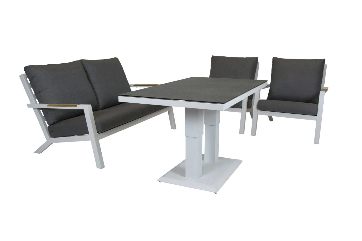 Qopps Loungeset 2 Zits Bank Met 2 Lounge Tuinstoelen En Hoogte Verstelbare Koffie Tafel - Afbeelding 2