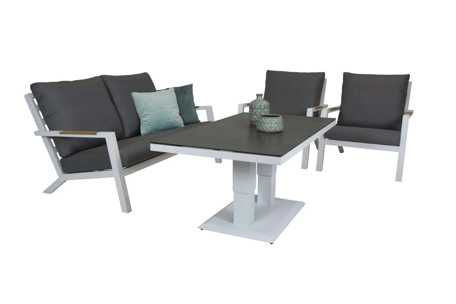 Qopps Loungeset 2 Zits Bank Met 2 Lounge Tuinstoelen En Hoogte Verstelbare Koffie Tafel - Afbeelding 3