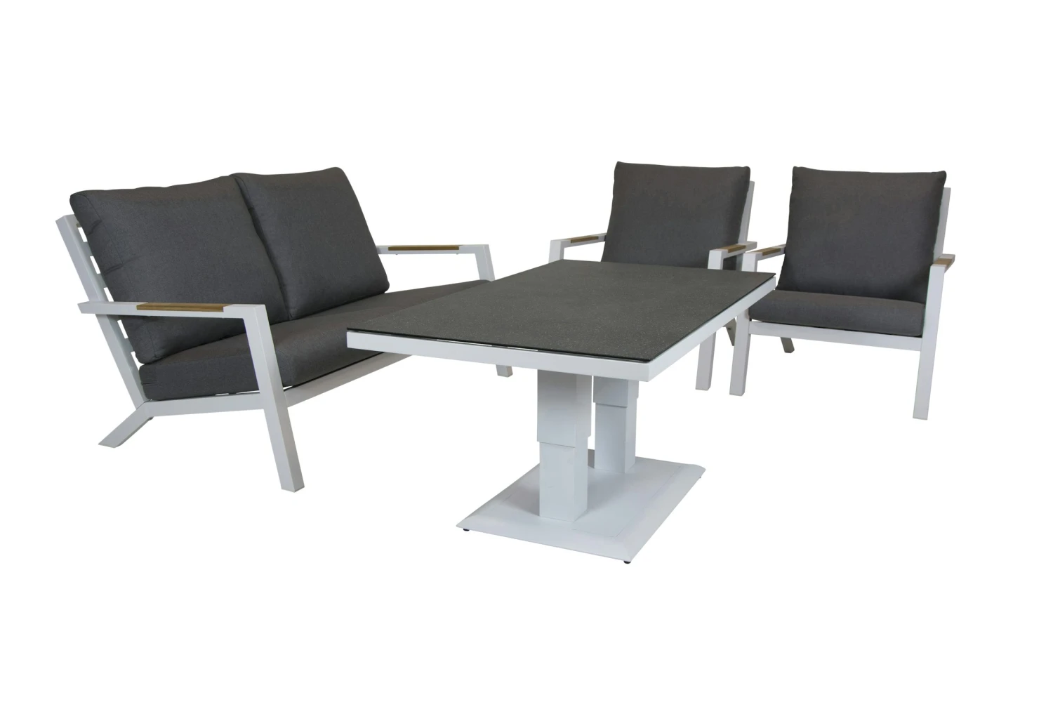 Qopps Loungeset 2 Zits Bank Met 2 Lounge Tuinstoelen En Hoogte Verstelbare Koffie Tafel - Afbeelding 4