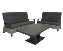 Qopps Orlon Lounge Set 3-zits En 2-zits Met Hoogte Verstelbare Tuintafel Rubli