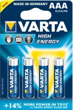Blister 4 AAA Alkaline Batterijen Varta