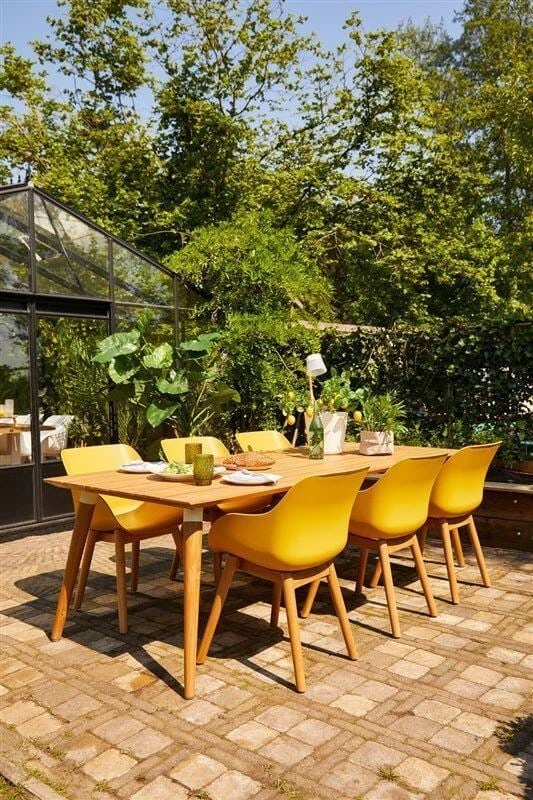 Sophie Organic Dining Armstoel Teak Curry Yellow - Afbeelding 7