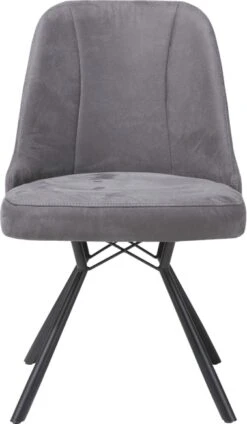 Eefje Eetkamerstoel - 4 Pootjes Zwart - Incl. Pocketvering - Stof Kibo Antraciet