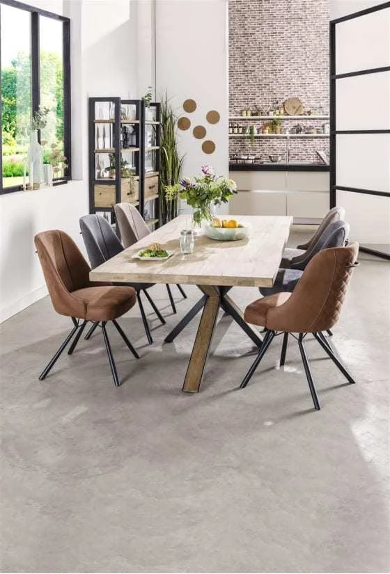 Eefje Eetkamerstoel - 4 Pootjes Zwart - Incl. Pocketvering - Stof Kibo Cognac - Afbeelding 5