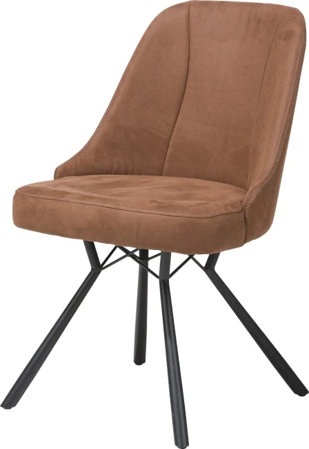 Eefje Eetkamerstoel - 4 Pootjes Zwart - Incl. Pocketvering - Stof Kibo Cognac - Afbeelding 2