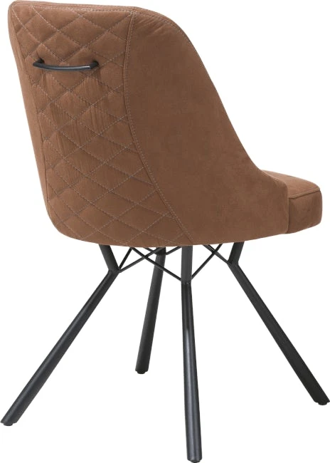 Eefje Eetkamerstoel - 4 Pootjes Zwart - Incl. Pocketvering - Stof Kibo Cognac - Afbeelding 4