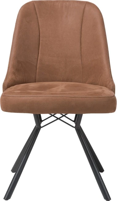 Eefje Eetkamerstoel - 4 Pootjes Zwart - Incl. Pocketvering - Stof Kibo Cognac