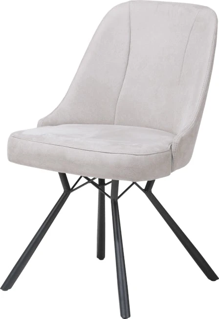 Eefje Eetkamerstoel - 4 Pootjes Zwart - Incl. Pocketvering - Stof Kibo Licht Grijs - Afbeelding 2