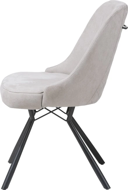 Eefje Eetkamerstoel - 4 Pootjes Zwart - Incl. Pocketvering - Stof Kibo Licht Grijs - Afbeelding 4