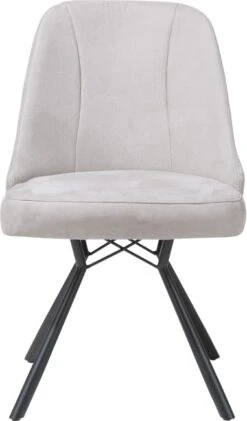 Eefje Eetkamerstoel - 4 Pootjes Zwart - Incl. Pocketvering - Stof Kibo Licht Grijs