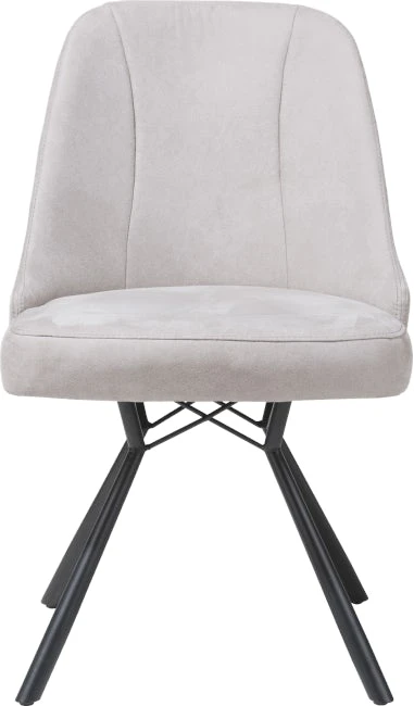 Eefje Eetkamerstoel - 4 Pootjes Zwart - Incl. Pocketvering - Stof Kibo Licht Grijs