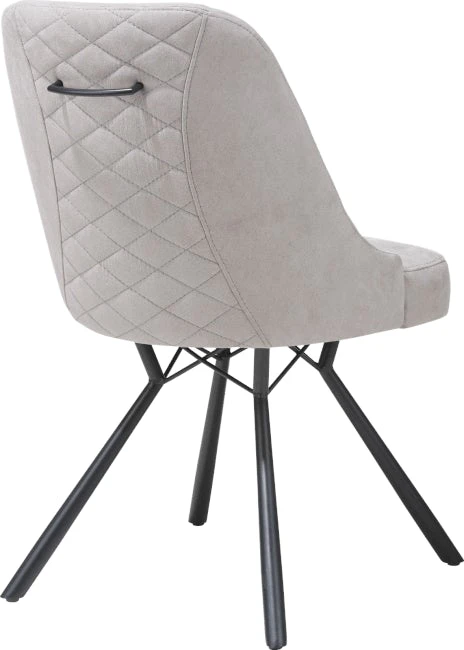 Eefje Eetkamerstoel - 4 Pootjes Zwart - Incl. Pocketvering - Stof Kibo Licht Grijs - Afbeelding 3