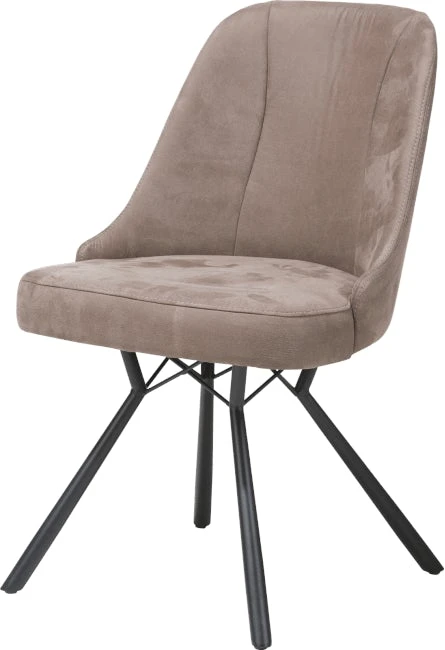 Eefje Eetkamerstoel - 4 Pootjes Zwart - Incl. Pocketvering - Stof Kibo Taupe - Afbeelding 2