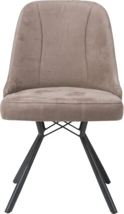 Eefje Eetkamerstoel - 4 Pootjes Zwart - Incl. Pocketvering - Stof Kibo Taupe