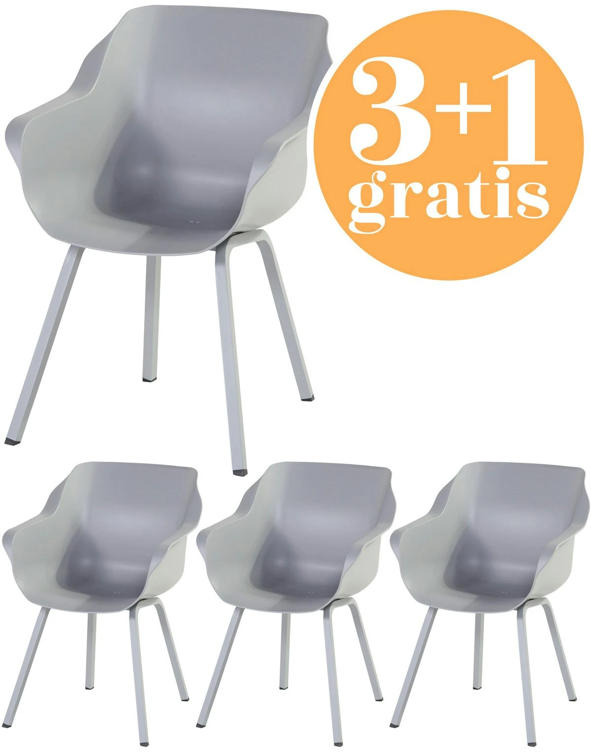 4 X Hartman Sophie Element Dining Armstoel Misty Grey