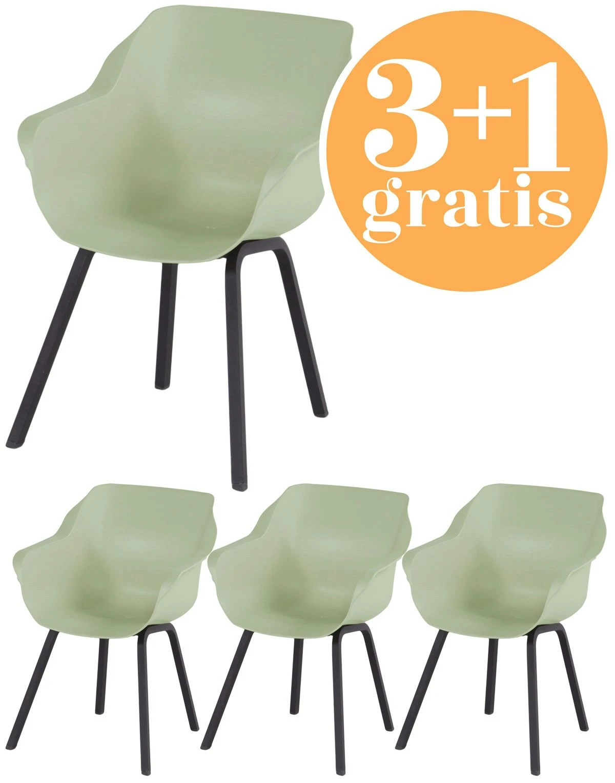 4 X Hartman Sophie Element Dining Armstoel French Green