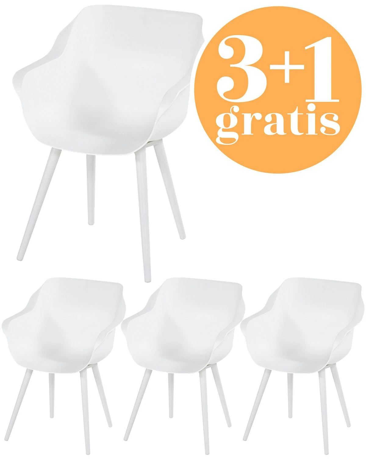 4 X Hartman Sophie Studio Dining Armstoel Wit