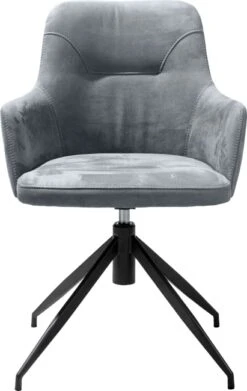 Eifel Armstoel + Greep - Metaal Conisch Zwart + Stof Savannah Sky Blue