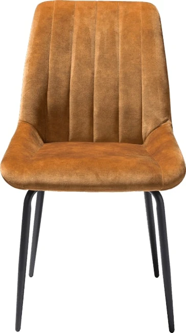 Remon Eetkamerstoel - 4 Pootjes Zwart - Stof Karese Okergeel