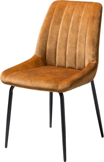 Remon Eetkamerstoel - 4 Pootjes Zwart - Stof Karese Okergeel - Afbeelding 2