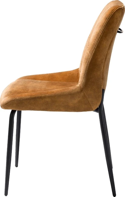 Remon Eetkamerstoel - 4 Pootjes Zwart - Stof Karese Okergeel - Afbeelding 3