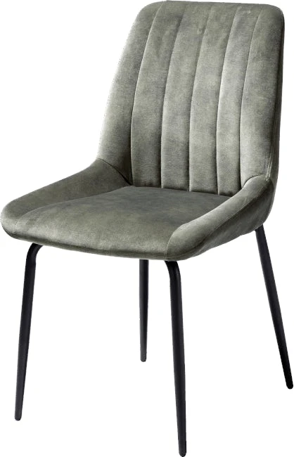 Remon Eetkamerstoel - 4 Pootjes Zwart - Stof Karese Olijf - Afbeelding 2