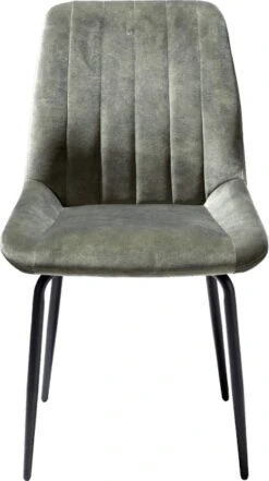 Remon Eetkamerstoel - 4 Pootjes Zwart - Stof Karese Olijf