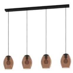 EGLO Hanglamp Estanys 1 Black Brown 4 Lichts