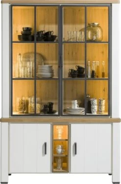 Arizona Buffetkast 2-deuren + 2-glasdeuren + 3-niches (+led)