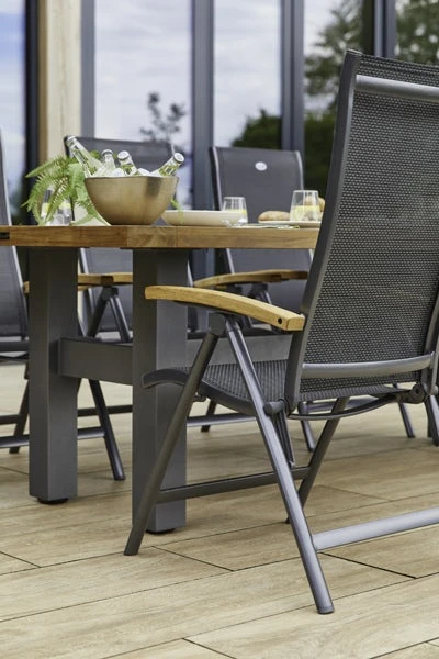 Hartman Napoli Verstelbare Tuinstoel Teak Armleggers Antraciet - Afbeelding 4