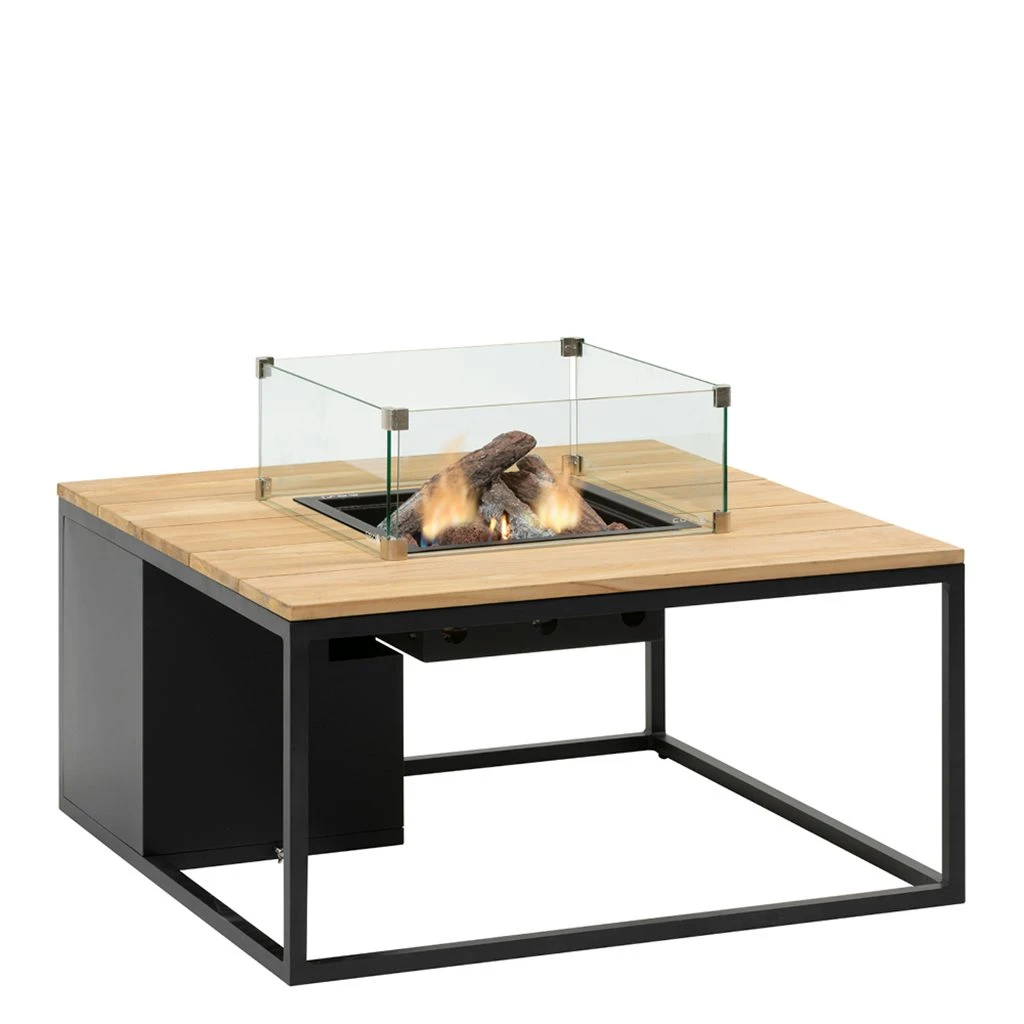 Cosiloft Vuurtafel 100 X 100 Cm. Black - Teak - Afbeelding 4