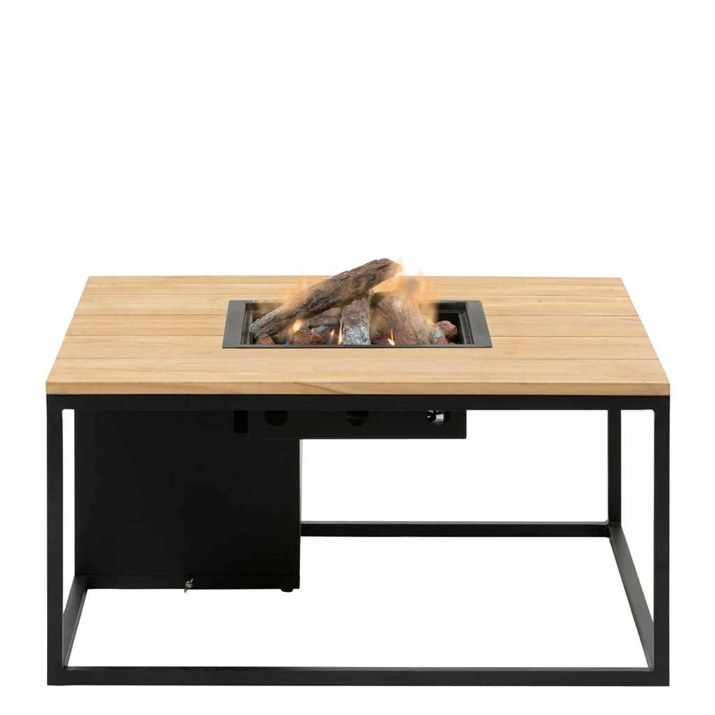 Cosiloft Vuurtafel 100 X 100 Cm. Black - Teak - Afbeelding 2