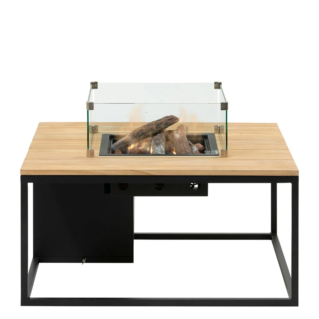 Cosiloft Vuurtafel 100 X 100 Cm. Black - Teak - Afbeelding 3