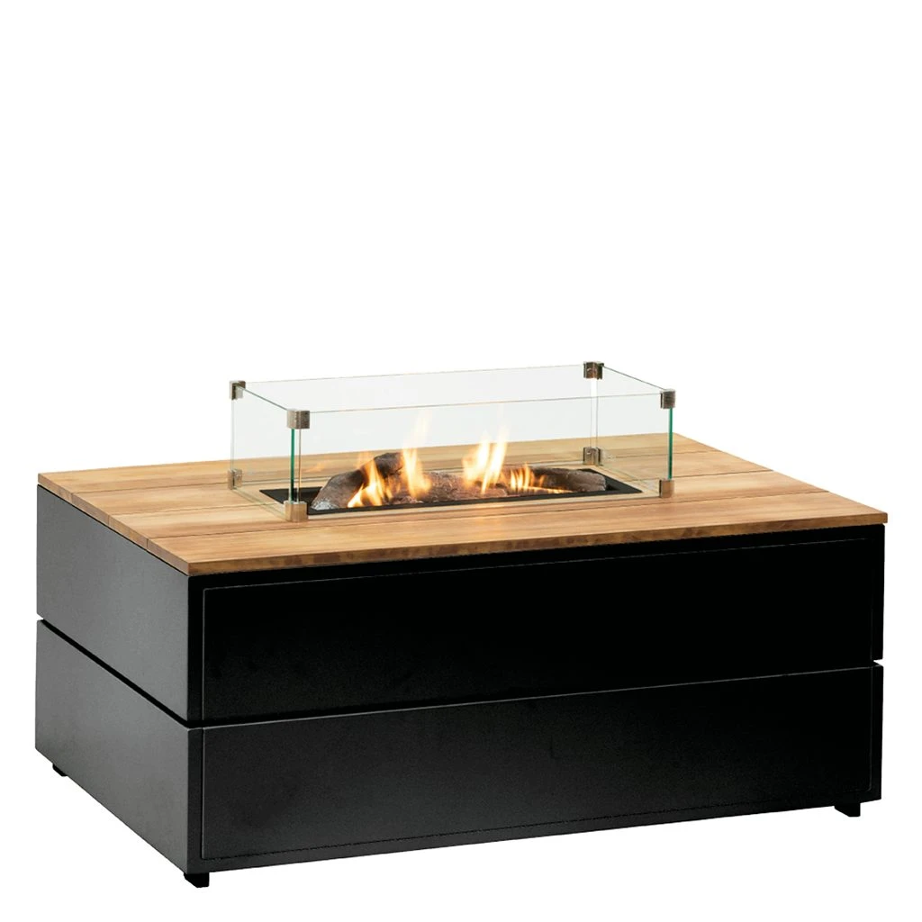 Cosipure Vuurtafel 120 X 100 Zwart Met Teak - Afbeelding 2