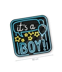 Huldeschild Neon Geboorte Jongen OP=OP