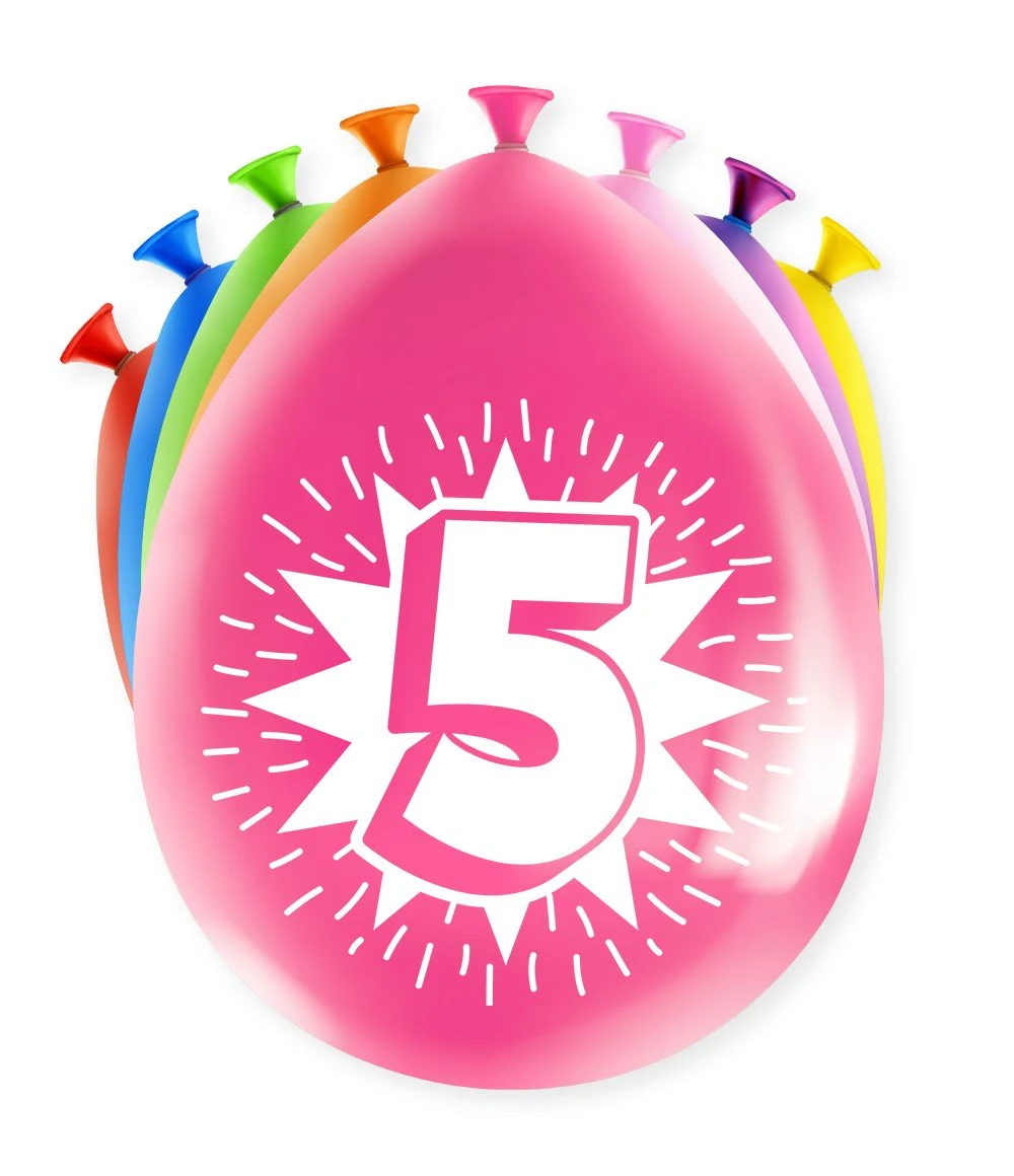 Ballonnen 5 Jaar 8 Stuks