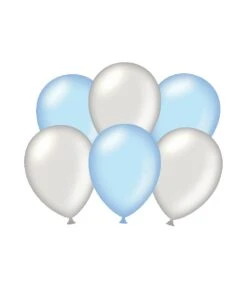 Ballonnen Metallic Zilver En Licht Blauw 6 Stuks