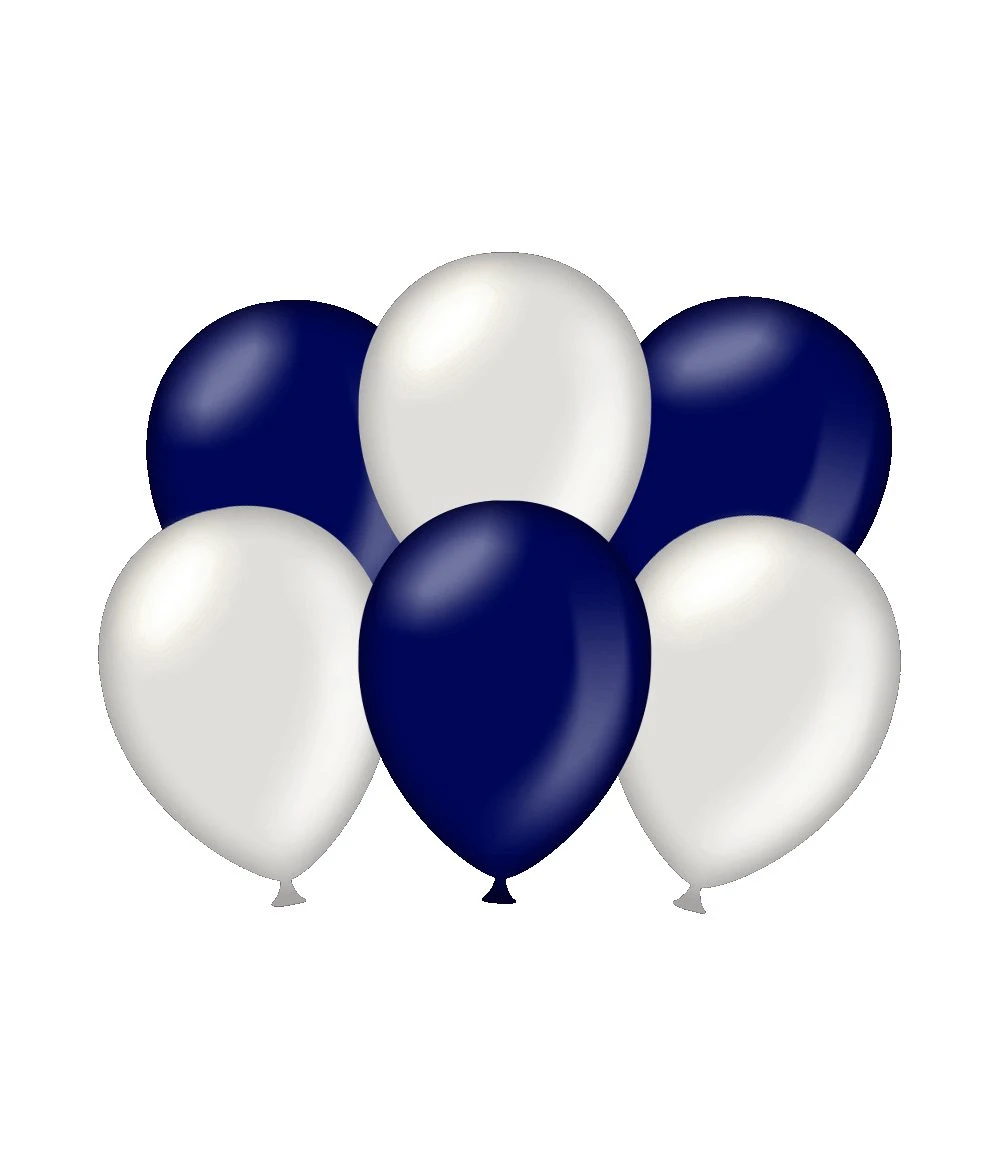 Ballonnen Metallic Blauw En Zilver 6 Stuks