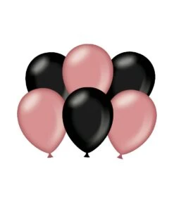 Ballonnen Metallic Roze En Zwart 6 Stuks