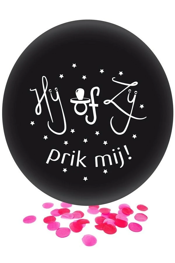 Ballon Met Roze Confetti HIJ OF ZIJ Gender Reveal