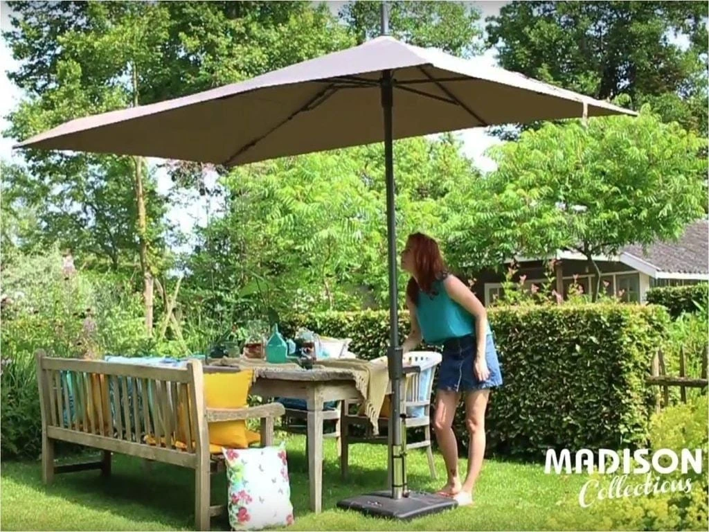 Madison Assymetric Sideway Parasol 360 X 220 Cm Polyester Grey - Afbeelding 3