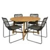 Alexander Teak Tuintafel 130 Rond Met 4SO Elba Stapel Tuinstoel
