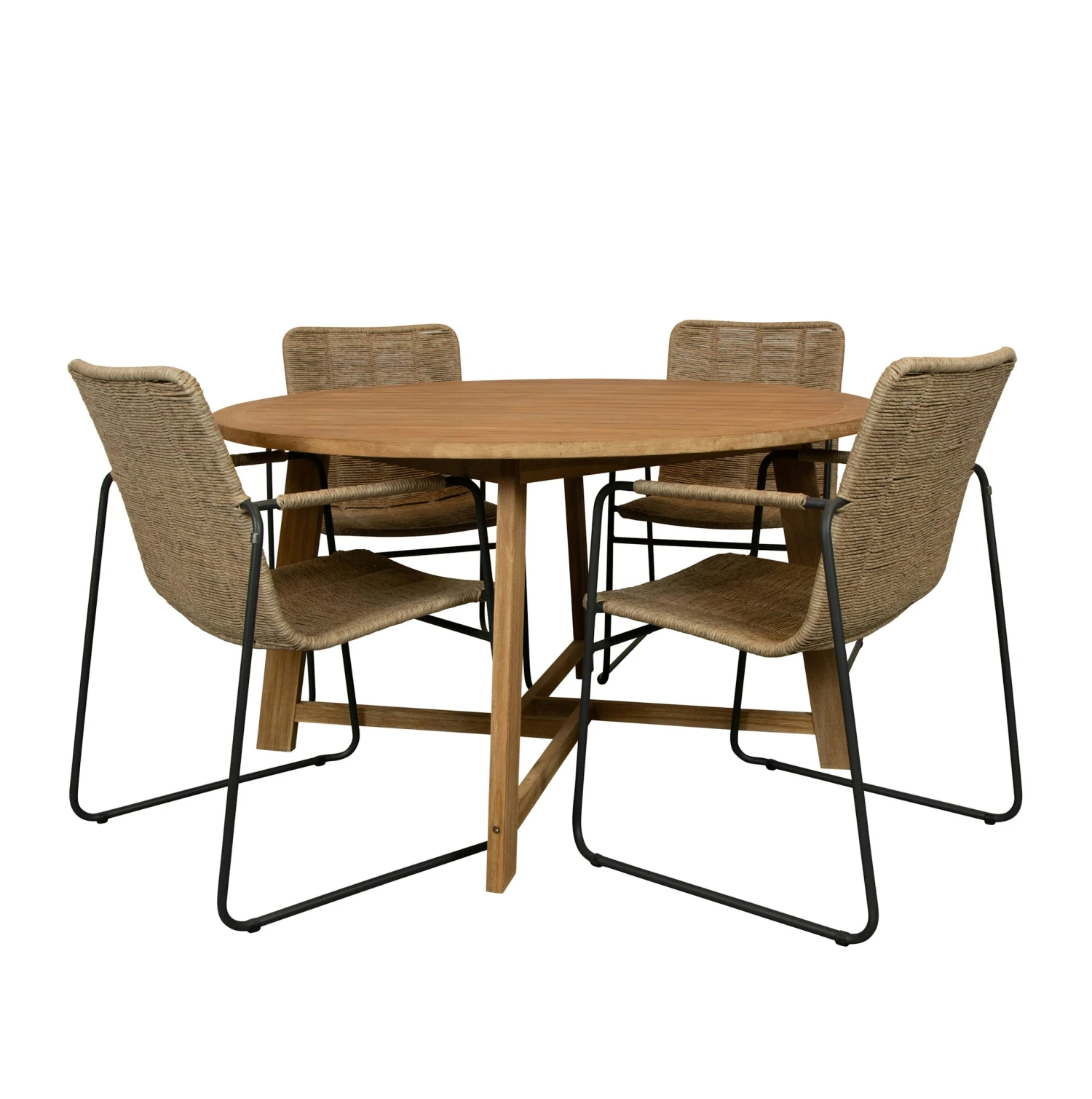 Alexander Teak Tuintafel 130 Rond Met Taste Plama Stapelbare Tuinstoel