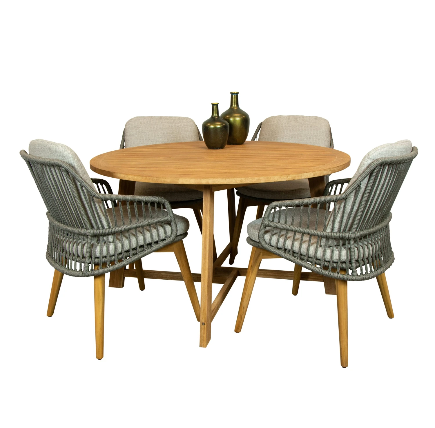 Alexander Teak Tuintafel 130 Rond Met 4SO Sempre Dining Tuinstoel - Afbeelding 2