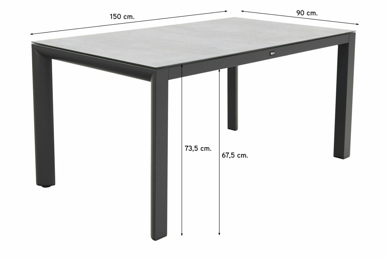 Qopps Colby Tuintafel 150 X 90 Porselein Blad Mat Royal Royal Grey - Afbeelding 2
