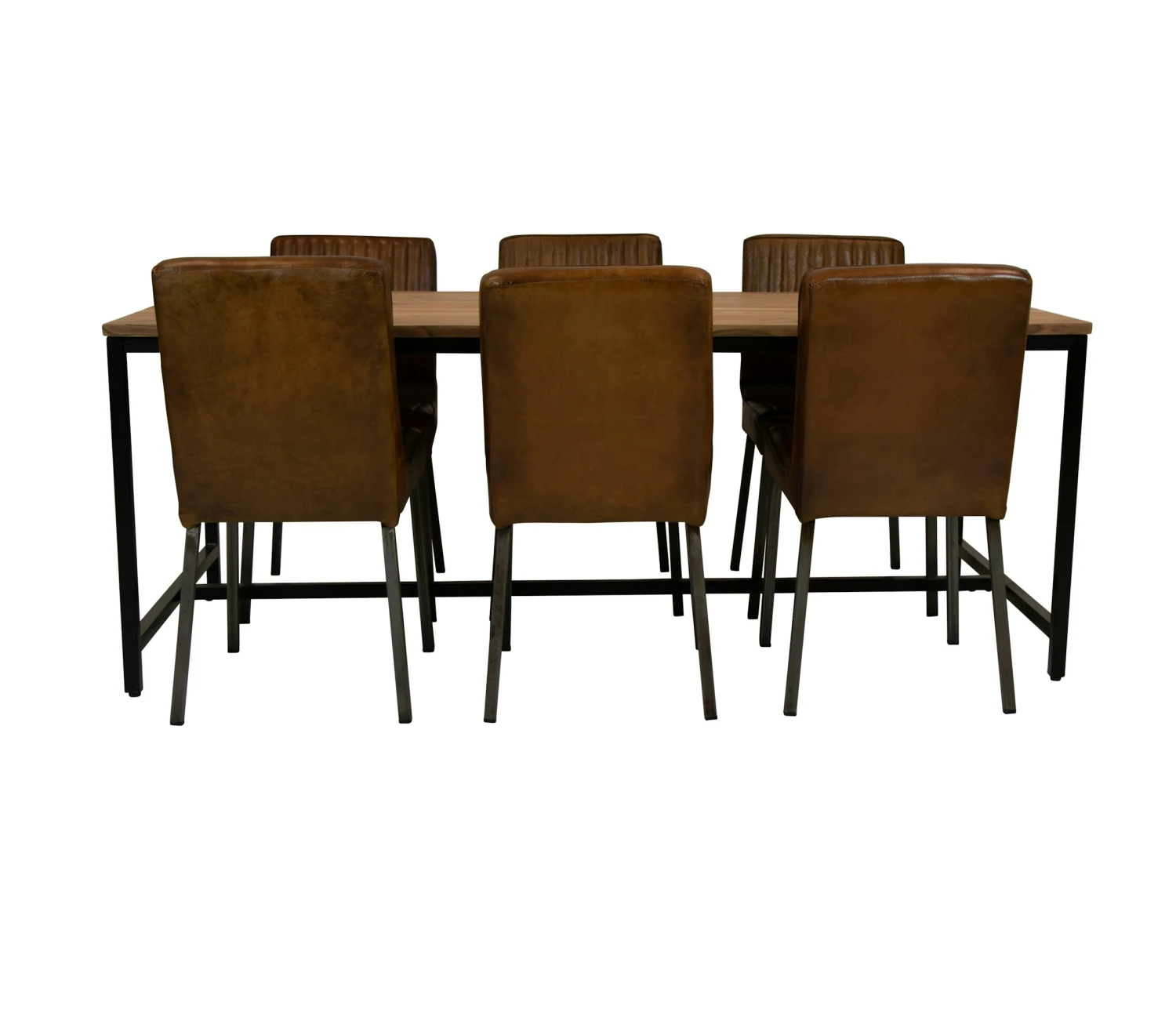 Eethoek Met 6 Leren Stoelen Brayn Met Eettafel Monaco - Afbeelding 3