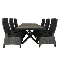 Qopps Ottowa Uitschuif Tafel 205/265 X 100 Antraciet Met Orlon Verstelbare Tuinstoel